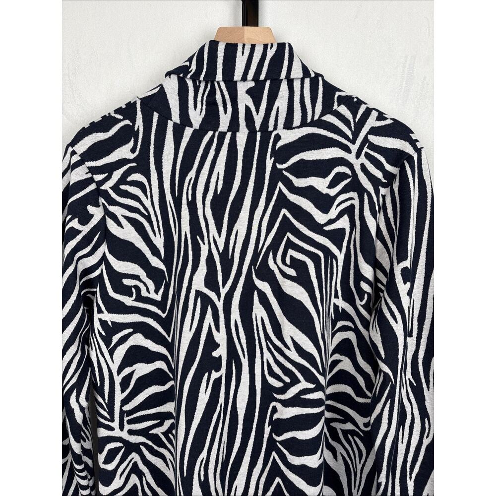 NEW Liza Byrd Haley Abstract Cowl Neck Sweater Large Womens Blue Gray Relaxed - Picture 8 of 12